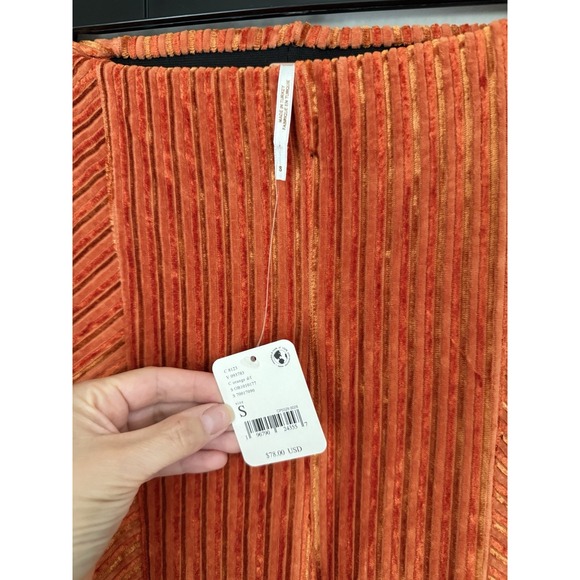 Free People Penny Pull-On Velvet Pants Size Small Orange High Rise Flare - Picture 5 of 10